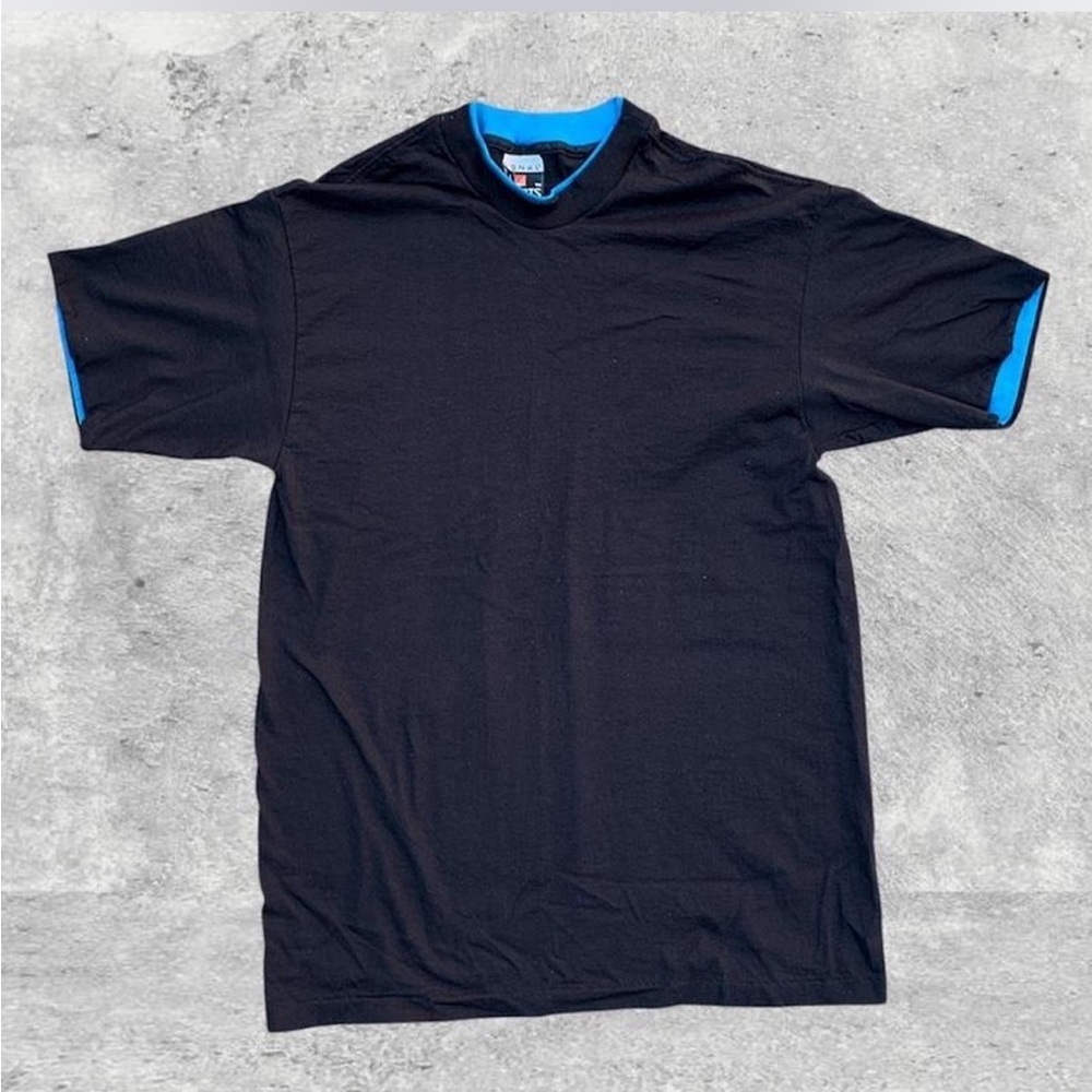 Blank Black Blue Roll Sleeve Vtg 1990s Signal Sports T-Shirt Men's (L fits M)